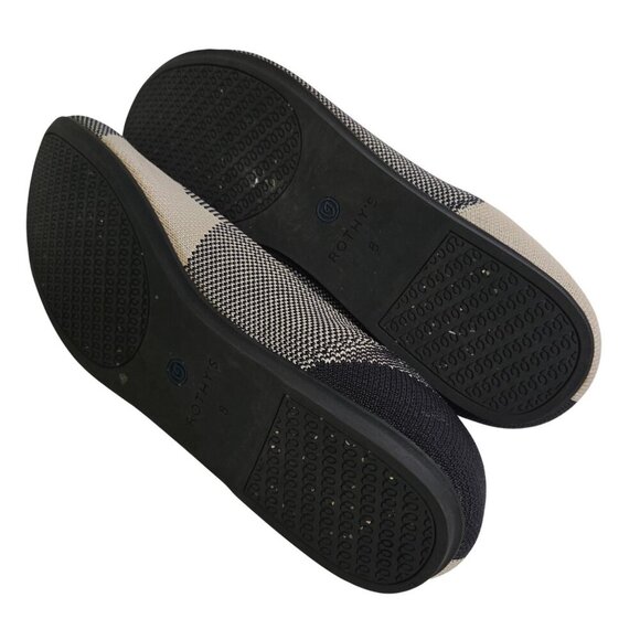 Rothy's The Flat Round Cap Toe Plaid Black Cream Retired Pattern Neutral Size 8 - Picture 7 of 10